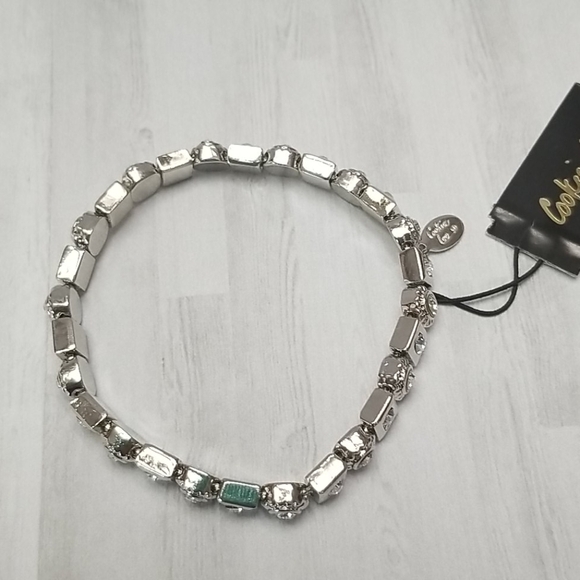 Cookie Lee Crystal silver glam stretch bracelet-clear NWT - Picture 2 of 7